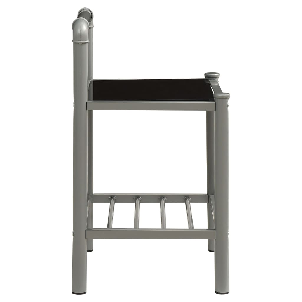 Nachtkastjes 2 st metaal en glas grijs en zwart is nu te koop bij PeponiXL, paradijselijk wonen!