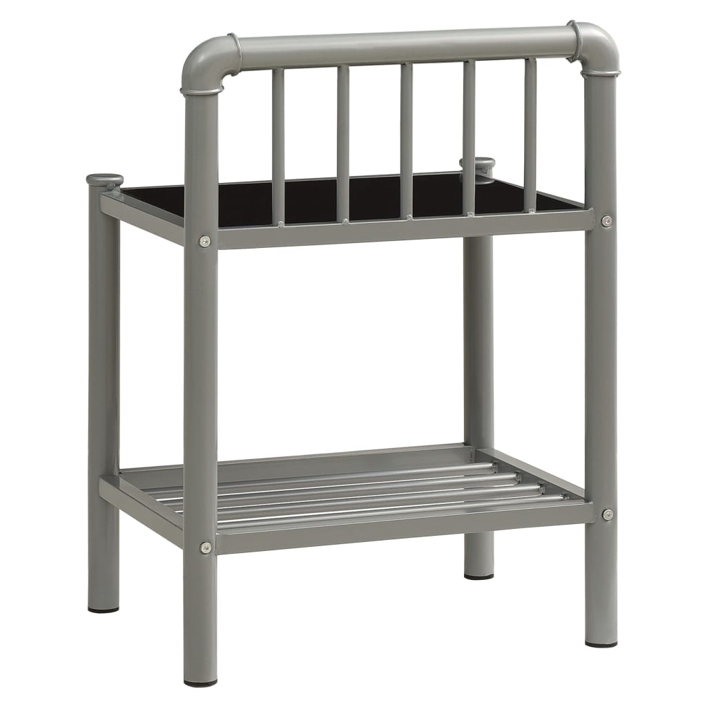 Nachtkastjes 2 st metaal en glas grijs en zwart is nu te koop bij PeponiXL, paradijselijk wonen!