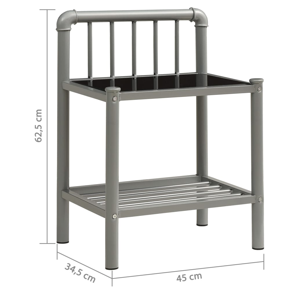 Nachtkastjes 2 st metaal en glas grijs en zwart is nu te koop bij PeponiXL, paradijselijk wonen!