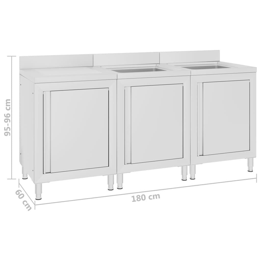 Wastafelkast commercieel 180x60x96 cm roestvrij staal is nu te koop bij PeponiXL, paradijselijk wonen!