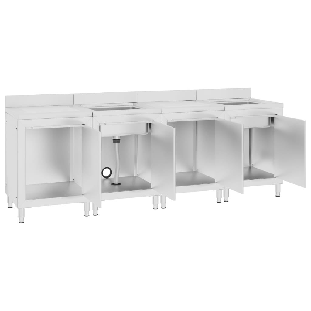 Wastafelkast commercieel 240x60x96 cm roestvrij staal is nu te koop bij PeponiXL, paradijselijk wonen!