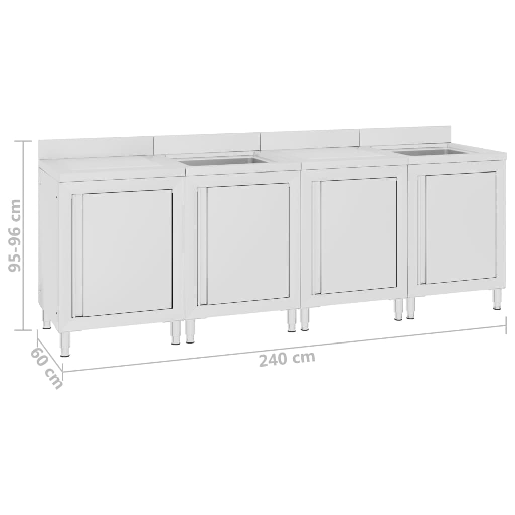 Wastafelkast commercieel 240x60x96 cm roestvrij staal is nu te koop bij PeponiXL, paradijselijk wonen!