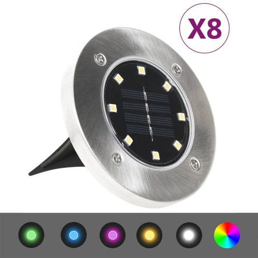 Grondlampen 8 st solar LED RGB-kleur is nu te koop bij PeponiXL, paradijselijk wonen!