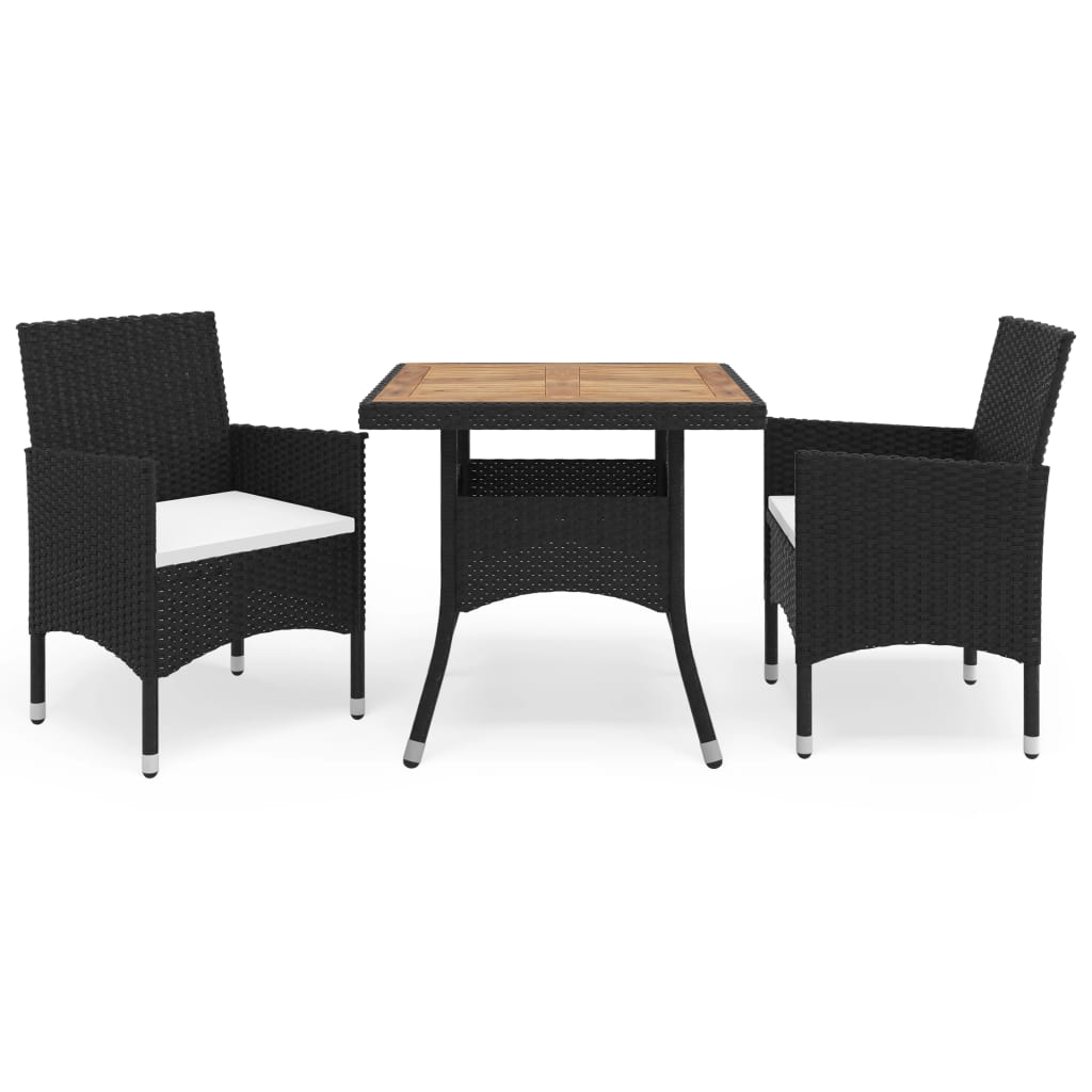 3-delige Tuinset poly rattan en acaciahout zwart is nu te koop bij PeponiXL, paradijselijk wonen!