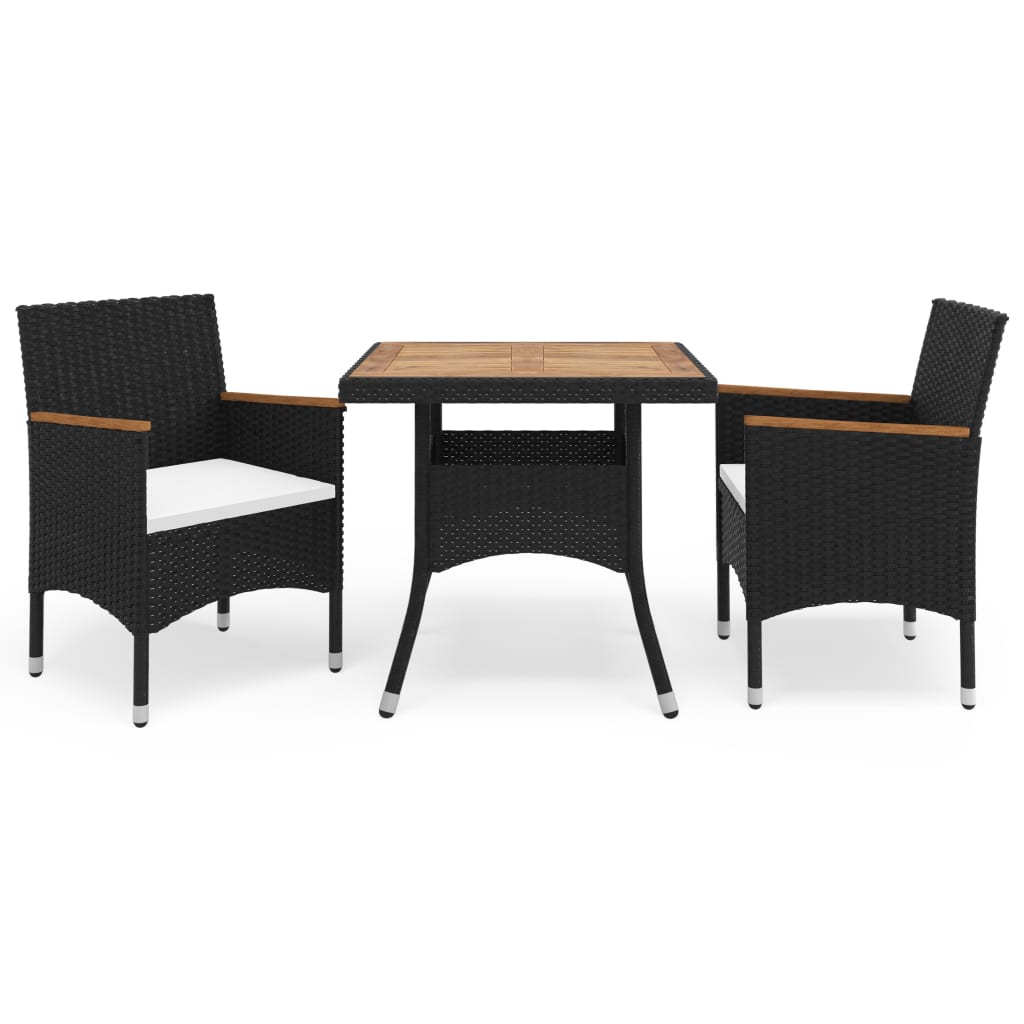 3-delige Tuinset poly rattan en acaciahout zwart is nu te koop bij PeponiXL, paradijselijk wonen!