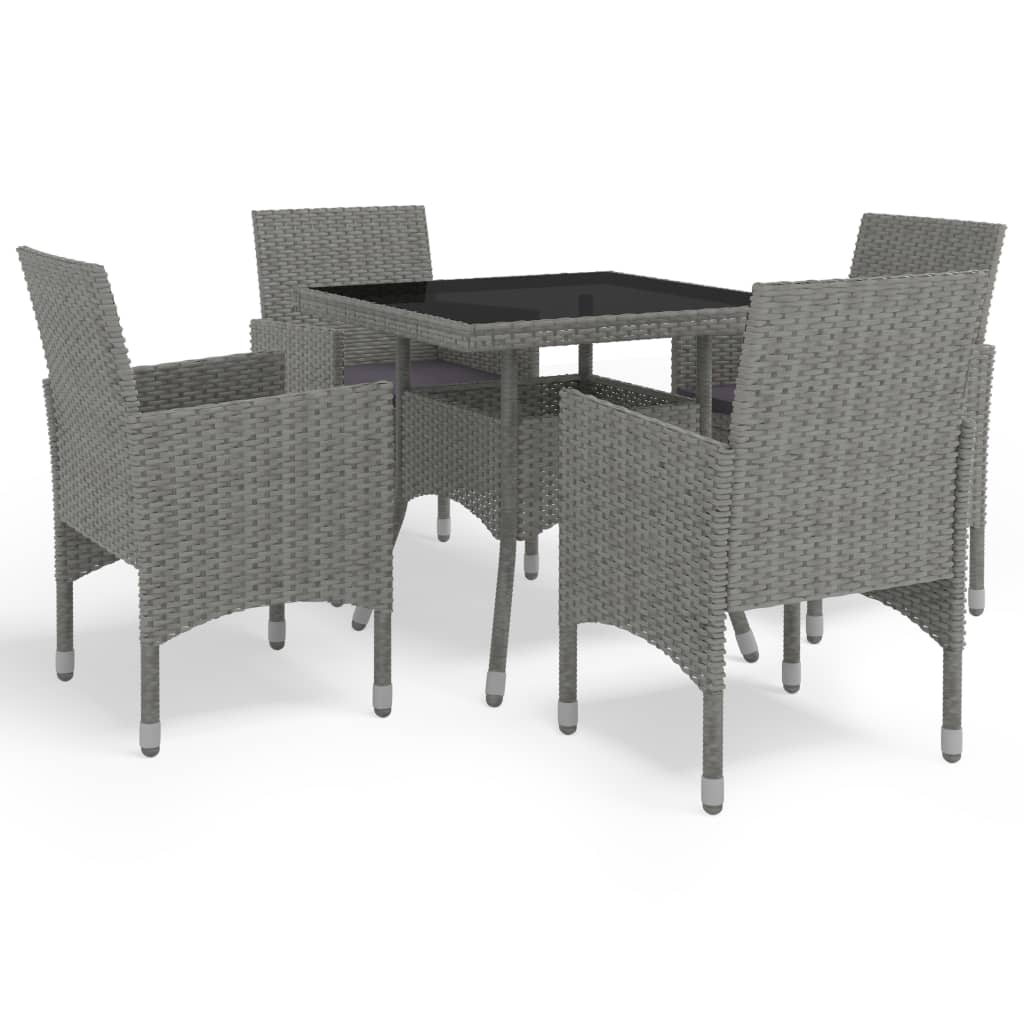 5-delige Tuinset poly rattan en glas grijs is nu te koop bij PeponiXL, paradijselijk wonen!