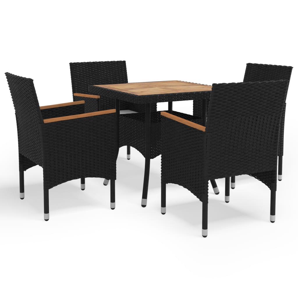 5-delige Tuinset poly rattan en acaciahout zwart is nu te koop bij PeponiXL, paradijselijk wonen!