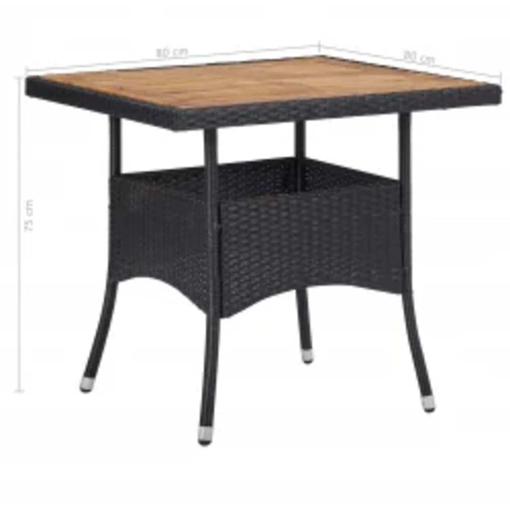 5-delige Tuinset poly rattan en acaciahout zwart is nu te koop bij PeponiXL, paradijselijk wonen!