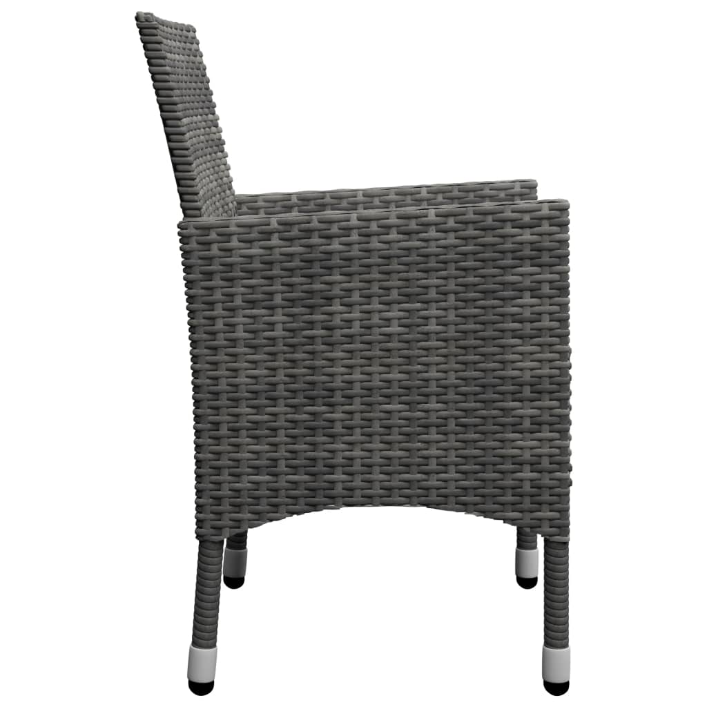 3-delige Bistroset poly rattan en gehard glas grijs is nu te koop bij PeponiXL, paradijselijk wonen!