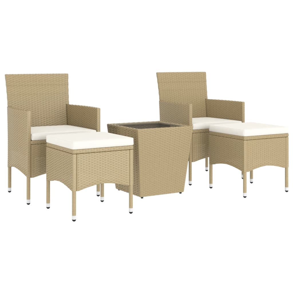 5-delige Bistroset poly rattan en gehard glas beige is nu te koop bij PeponiXL, paradijselijk wonen!