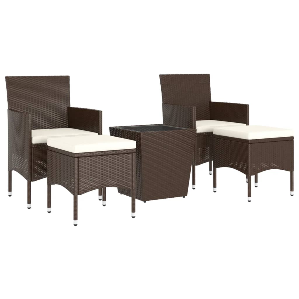 5-delige Bistroset poly rattan en gehard glas bruin is nu te koop bij PeponiXL, paradijselijk wonen!