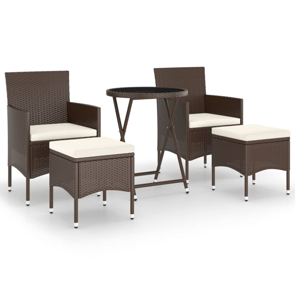 5-delige Bistroset poly rattan en gehard glas bruin is nu te koop bij PeponiXL, paradijselijk wonen!