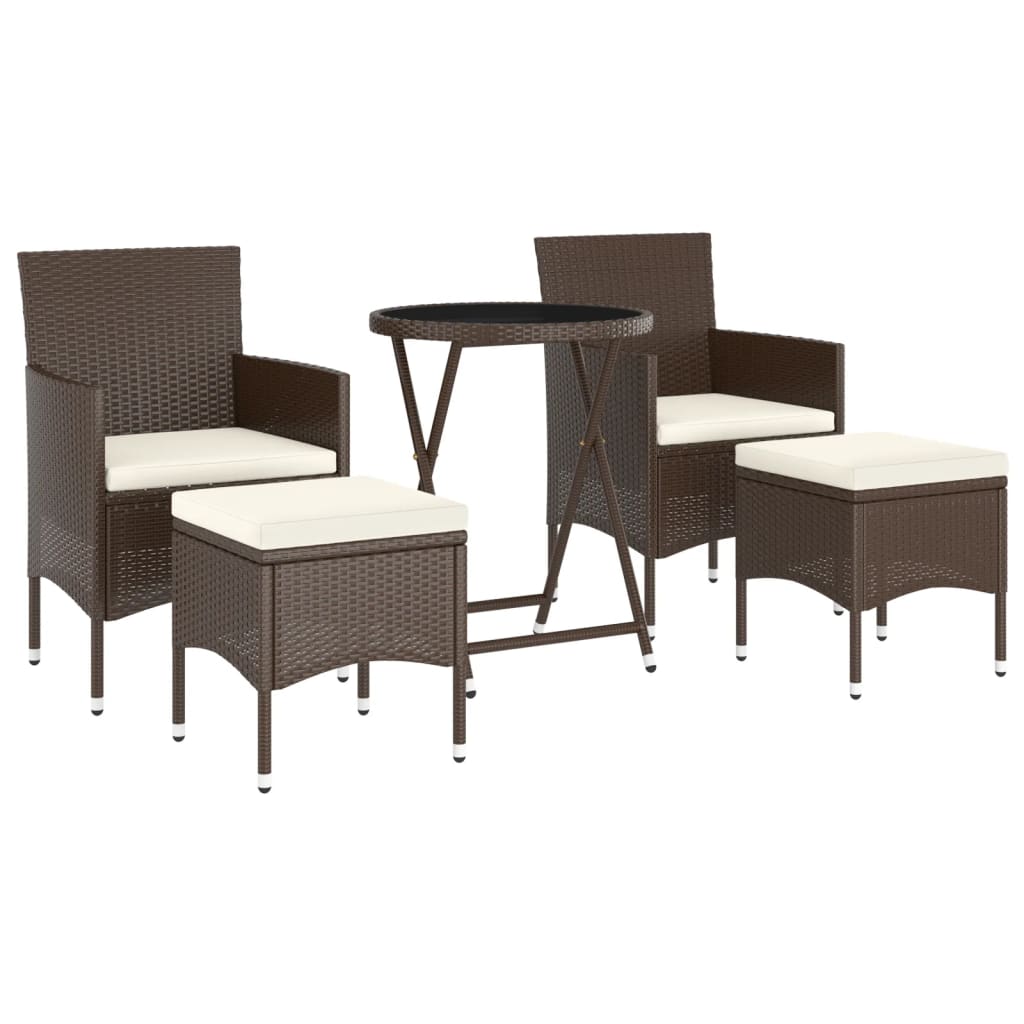 5-delige Bistroset poly rattan en gehard glas bruin is nu te koop bij PeponiXL, paradijselijk wonen!