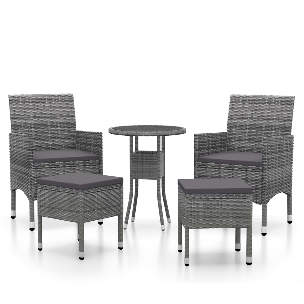 5-delige Loungeset poly rattan grijs is nu te koop bij PeponiXL, paradijselijk wonen!