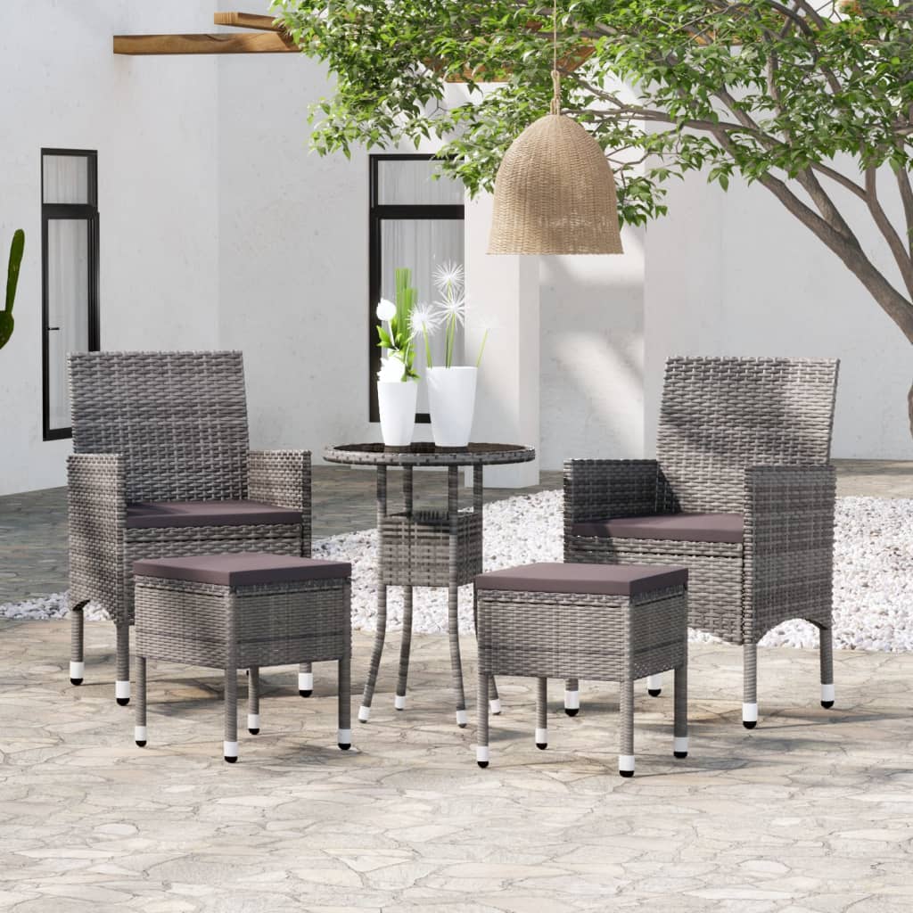 5-delige Loungeset poly rattan grijs is nu te koop bij PeponiXL, paradijselijk wonen!