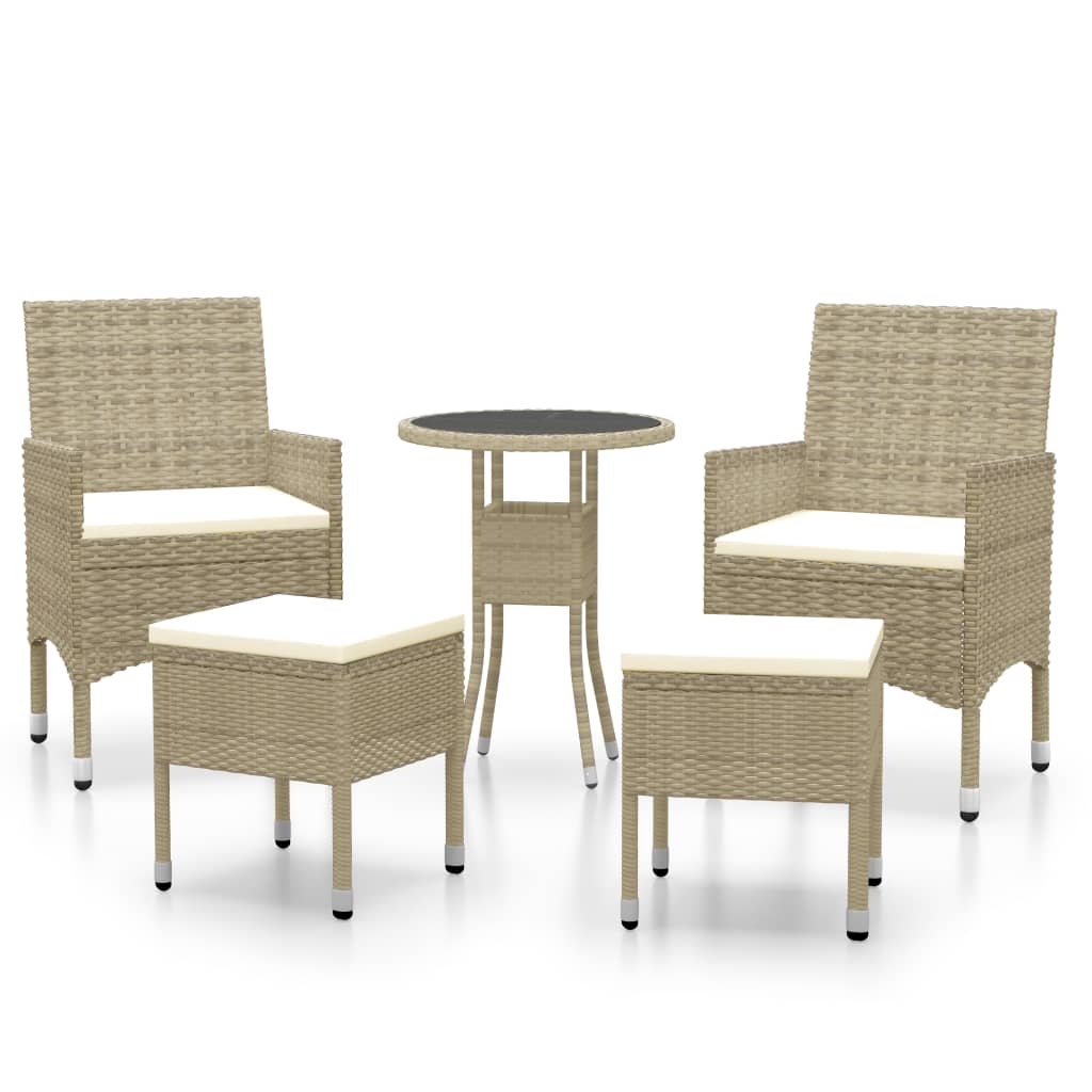 5-delige Loungeset poly rattan beige is nu te koop bij PeponiXL, paradijselijk wonen!