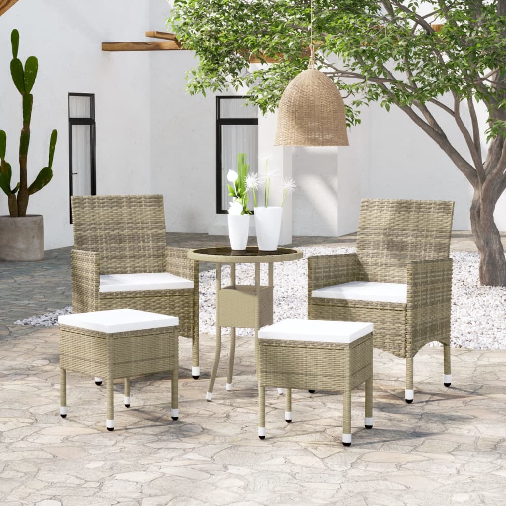 5-delige Loungeset poly rattan beige is nu te koop bij PeponiXL, paradijselijk wonen!