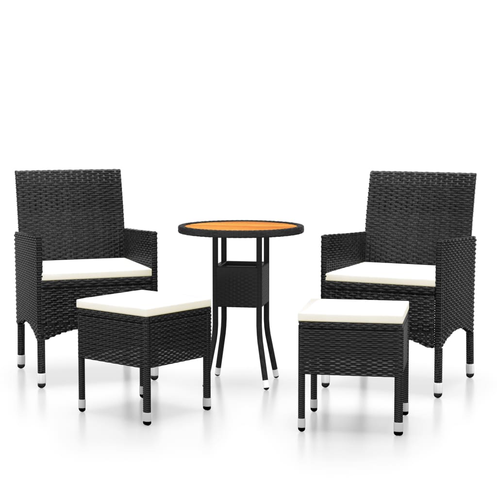 5-delige Loungeset poly rattan zwart is nu te koop bij PeponiXL, paradijselijk wonen!