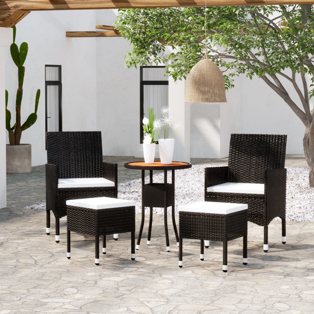 5-delige Loungeset poly rattan zwart is nu te koop bij PeponiXL, paradijselijk wonen!
