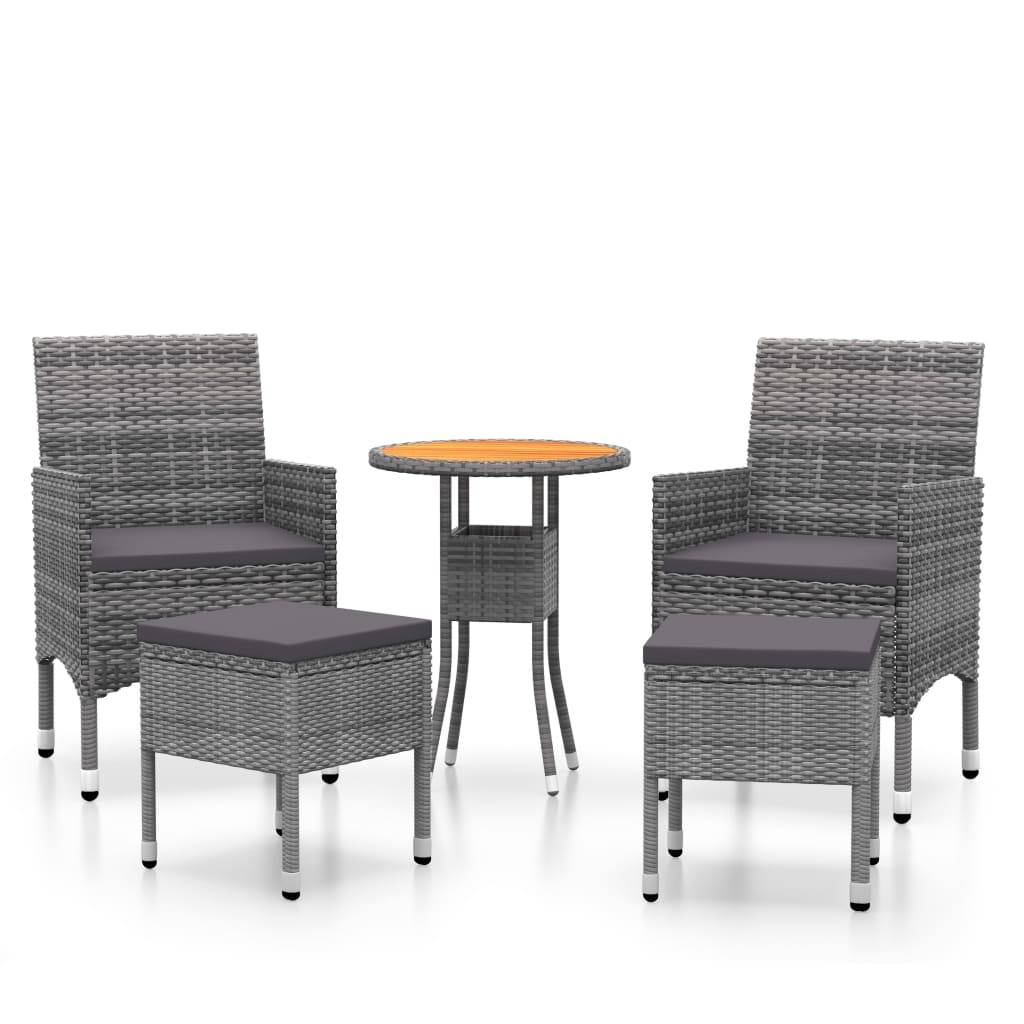 5-delige Loungeset poly rattan grijs is nu te koop bij PeponiXL, paradijselijk wonen!