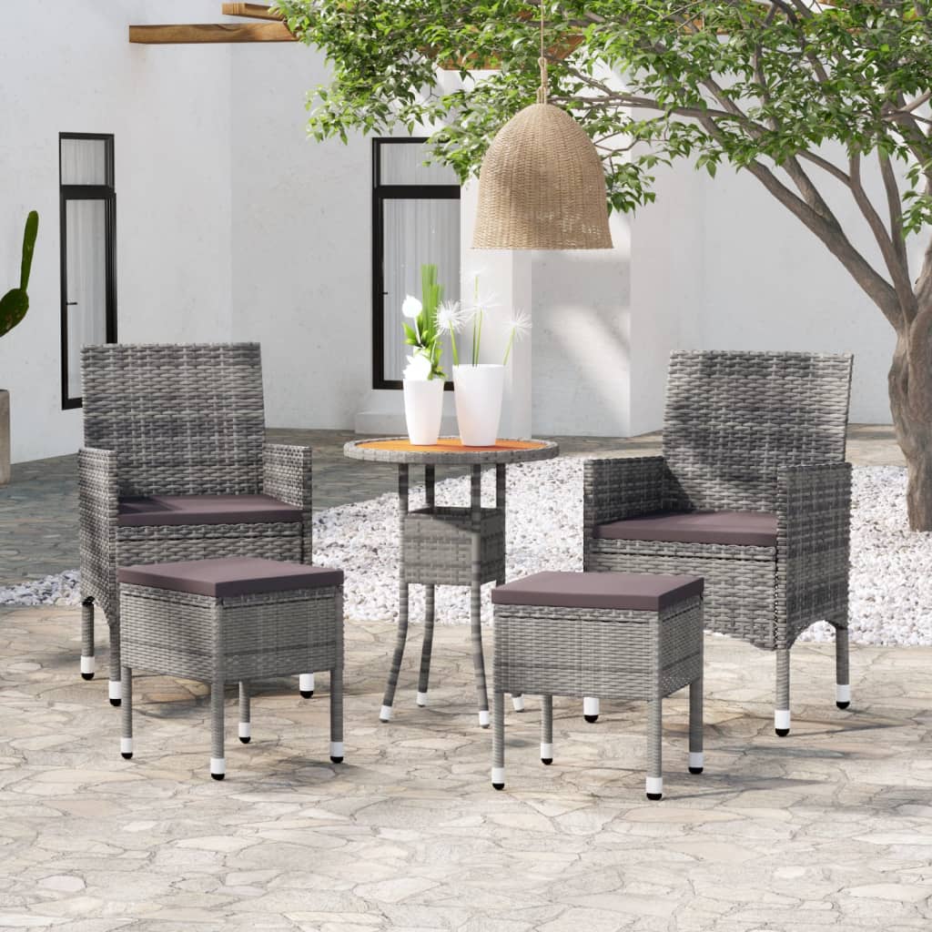 5-delige Loungeset poly rattan grijs is nu te koop bij PeponiXL, paradijselijk wonen!