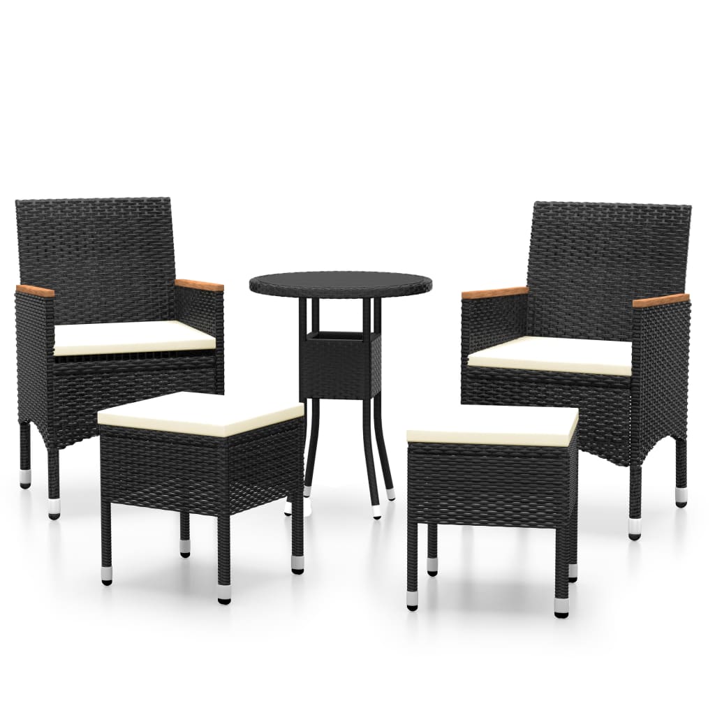 5-delige Loungeset poly rattan zwart is nu te koop bij PeponiXL, paradijselijk wonen!