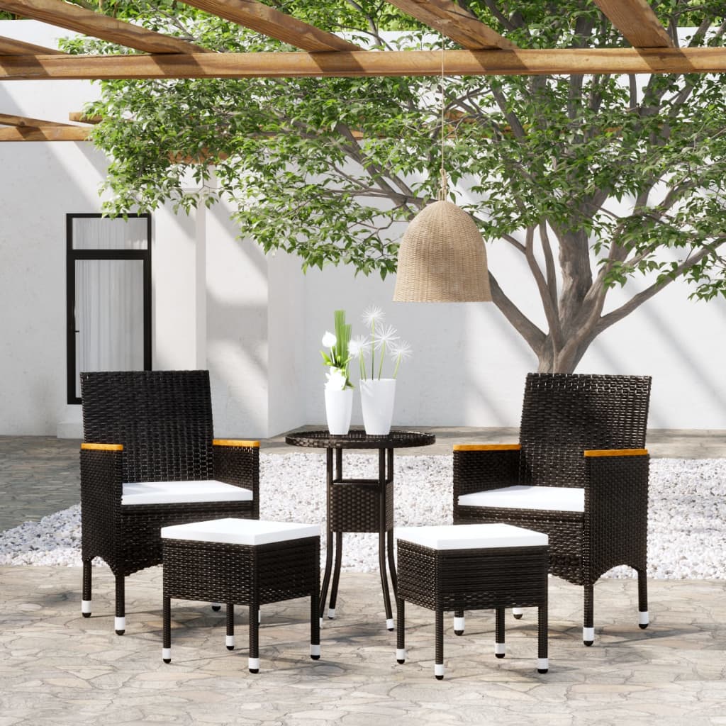 5-delige Loungeset poly rattan zwart is nu te koop bij PeponiXL, paradijselijk wonen!