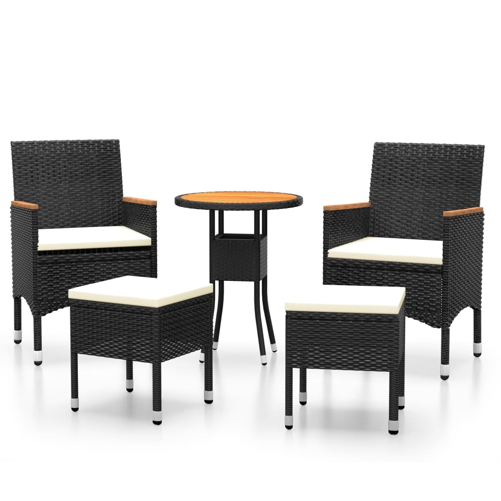 5-delige Loungeset poly rattan zwart is nu te koop bij PeponiXL, paradijselijk wonen!