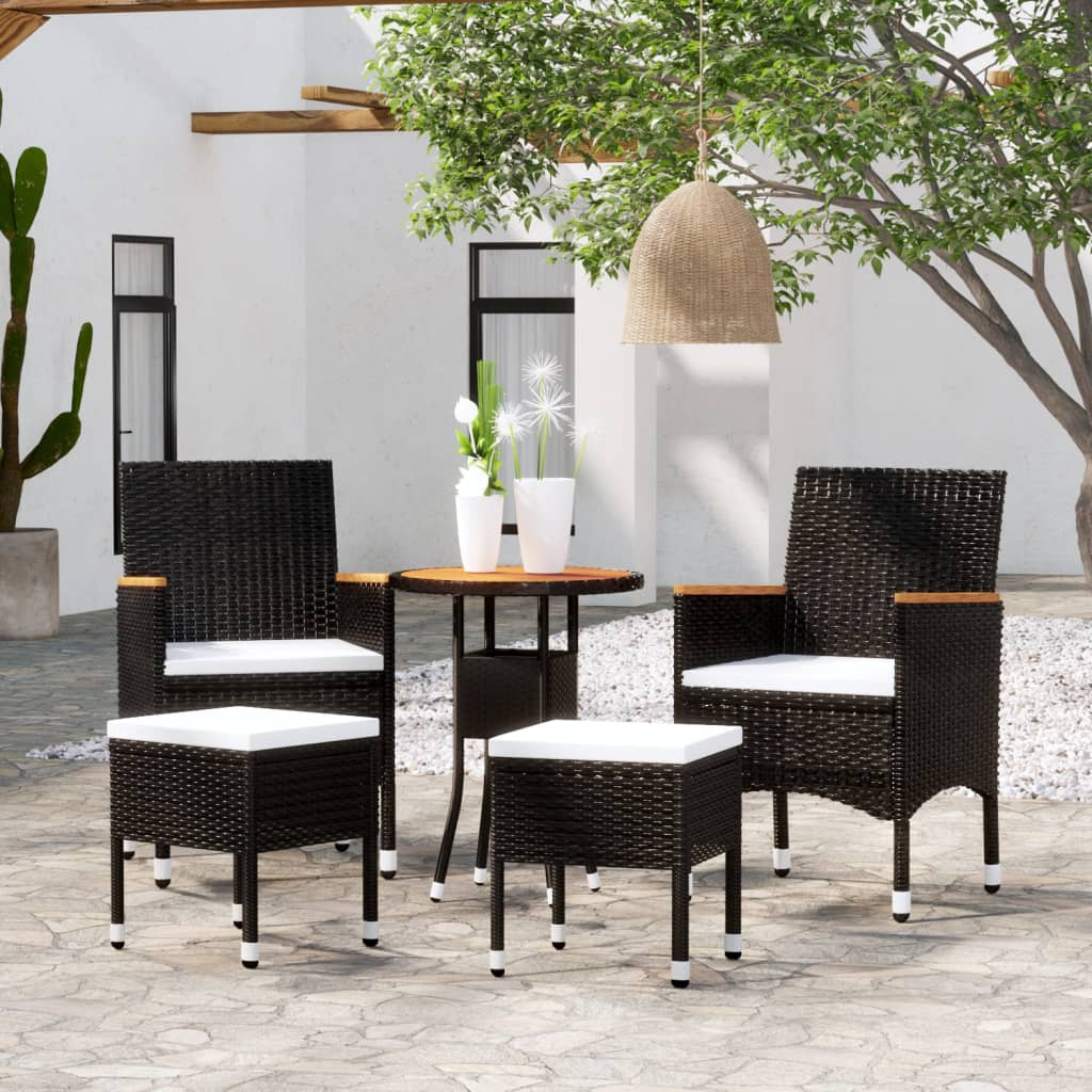 5-delige Loungeset poly rattan zwart is nu te koop bij PeponiXL, paradijselijk wonen!