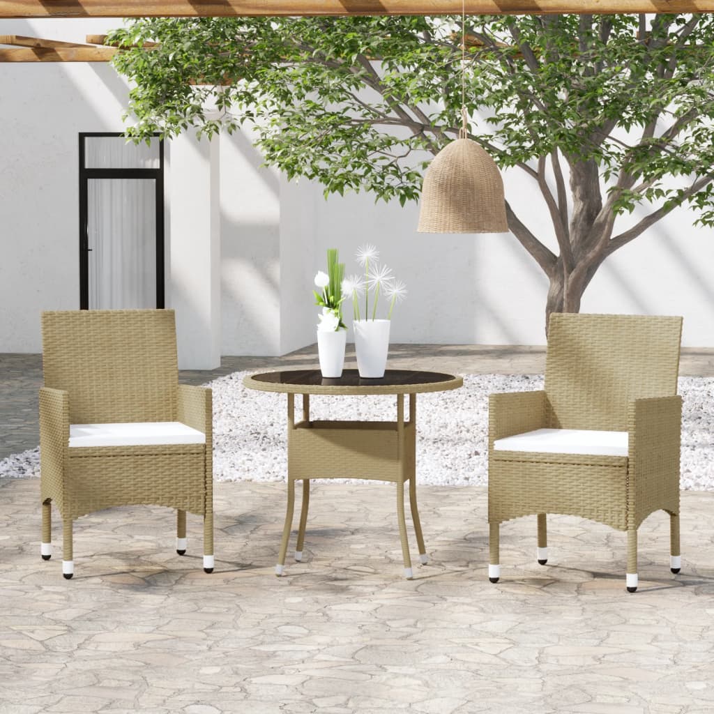 3-delige Tuinset poly rattan beige is nu te koop bij PeponiXL, paradijselijk wonen!