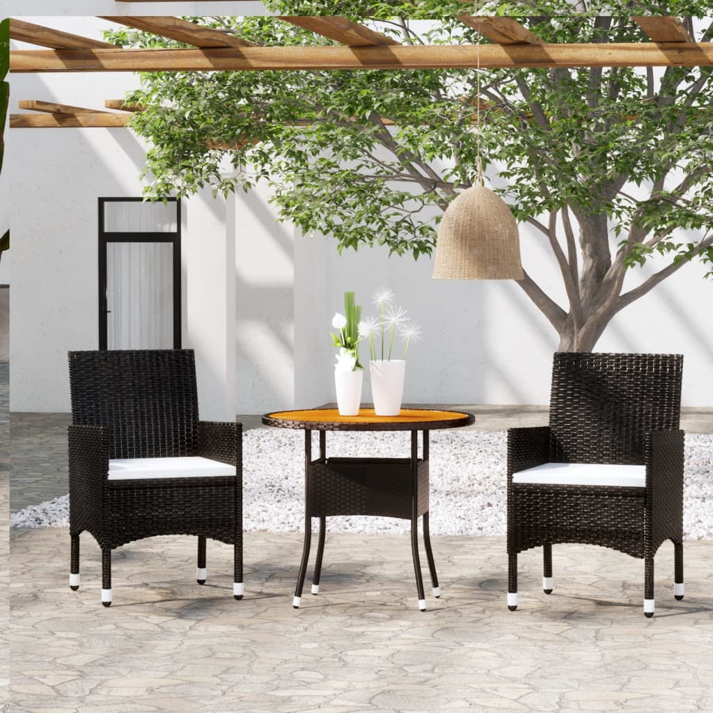 3-delige Tuinset poly rattan zwart is nu te koop bij PeponiXL, paradijselijk wonen!