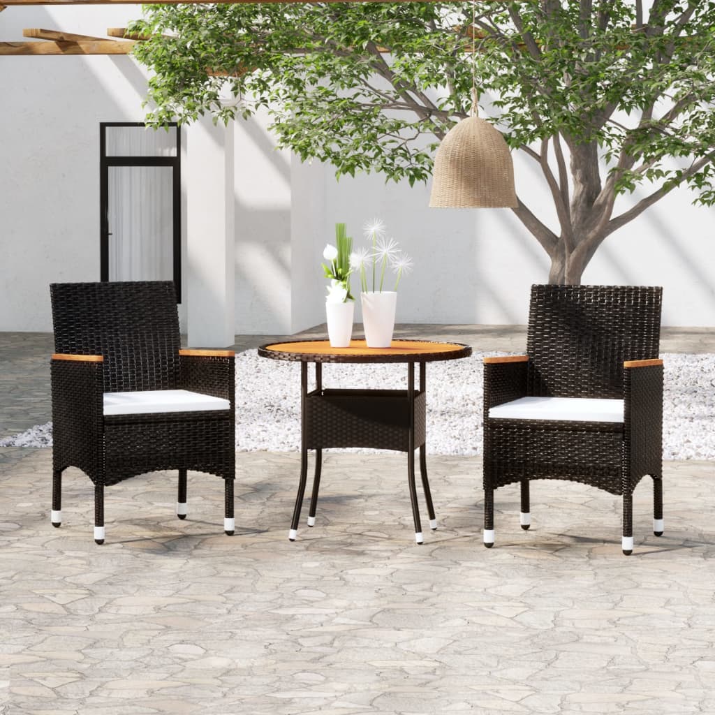 3-delige Tuinset poly rattan zwart is nu te koop bij PeponiXL, paradijselijk wonen!