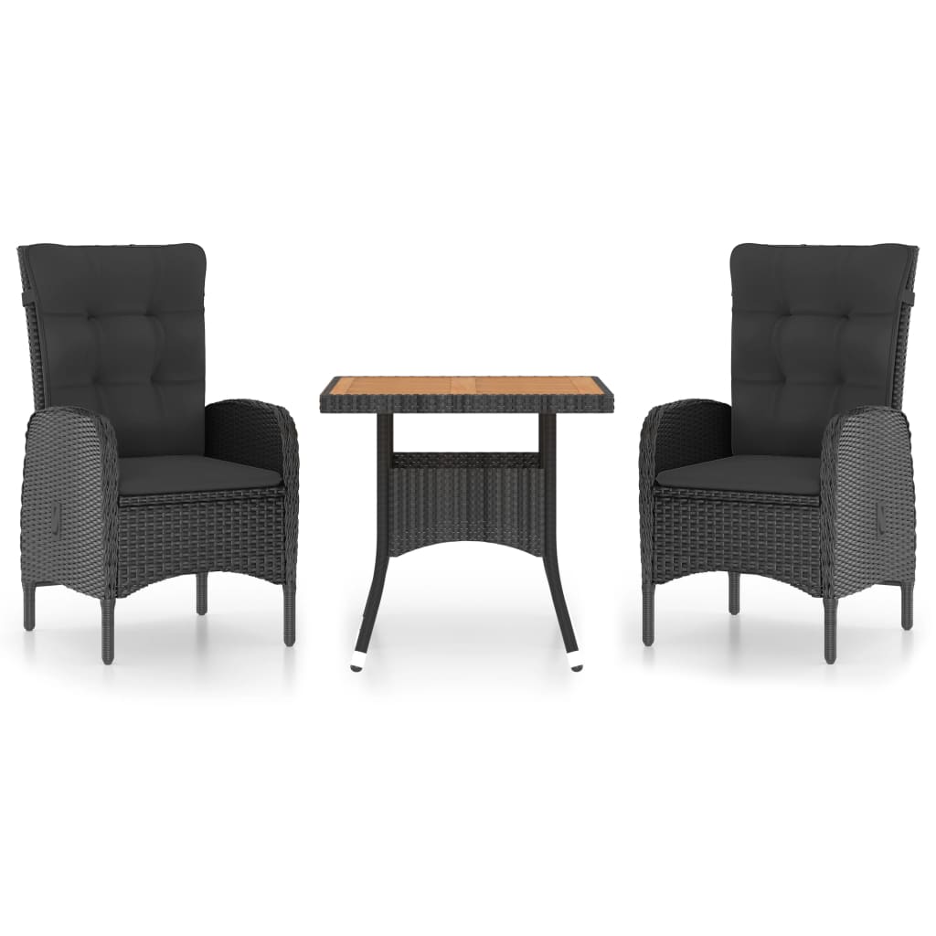 3-delige Tuinset poly rattan en acaciahout zwart is nu te koop bij PeponiXL, paradijselijk wonen!