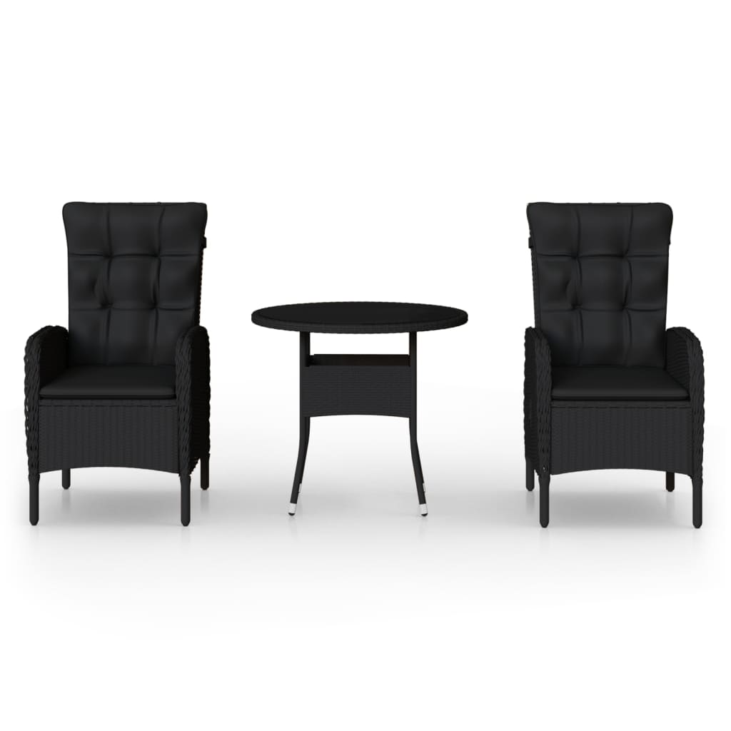 3-delige Tuinset poly rattan zwart is nu te koop bij PeponiXL, paradijselijk wonen!