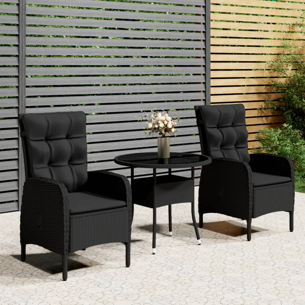 3-delige Tuinset poly rattan zwart is nu te koop bij PeponiXL, paradijselijk wonen!