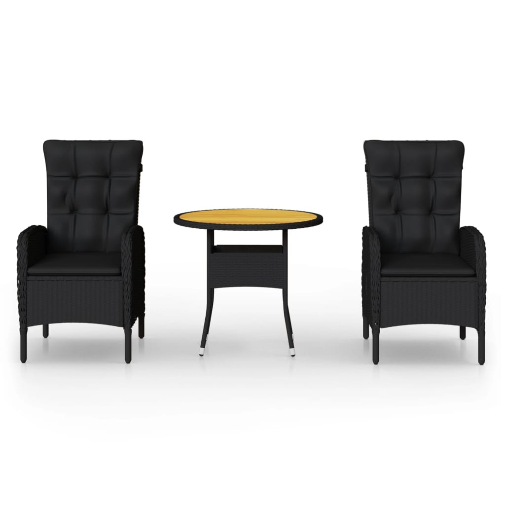 3-delige Bistroset poly rattan zwart is nu te koop bij PeponiXL, paradijselijk wonen!