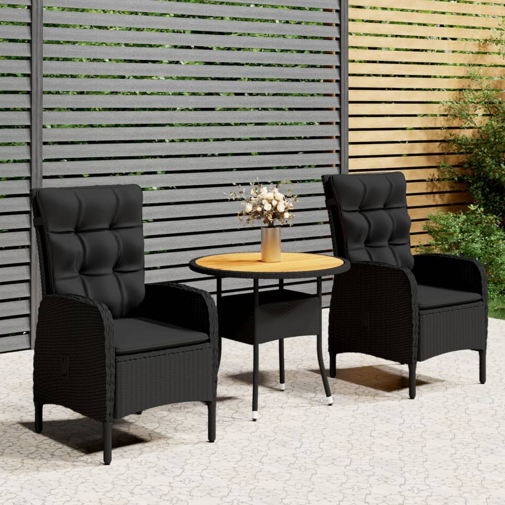 3-delige Bistroset poly rattan zwart is nu te koop bij PeponiXL, paradijselijk wonen!