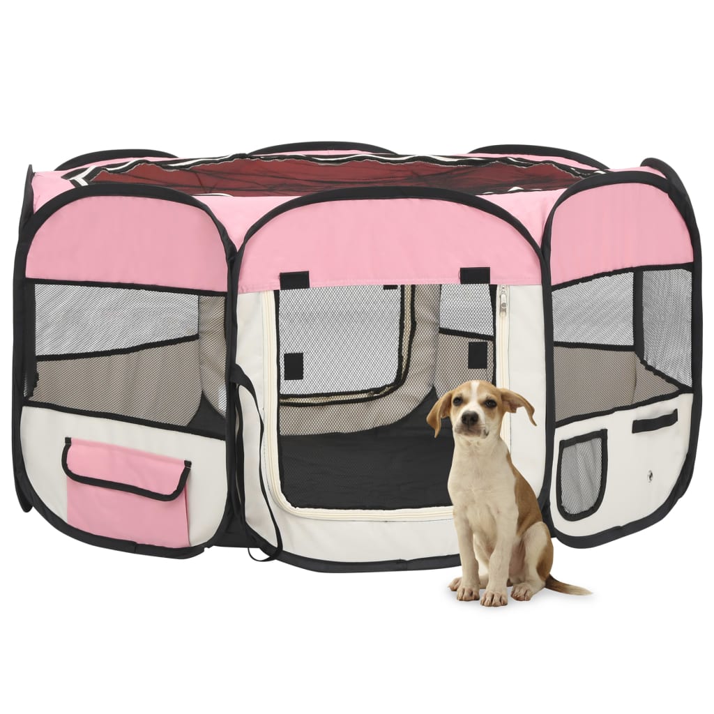 Hondenren inklapbaar met draagtas 125x125x61 cm roze is nu te koop bij PeponiXL, paradijselijk wonen!
