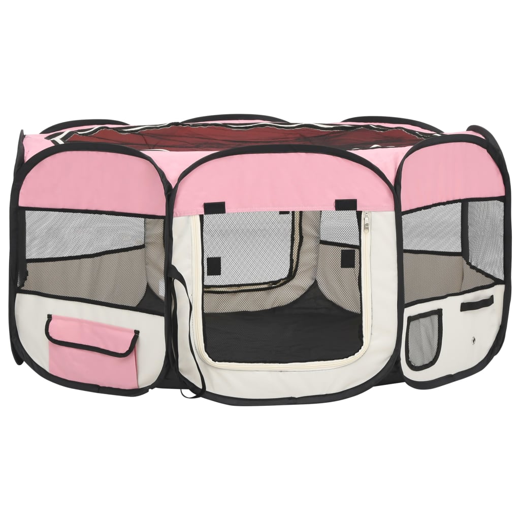 Hondenren inklapbaar met draagtas 145x145x61 cm roze is nu te koop bij PeponiXL, paradijselijk wonen!