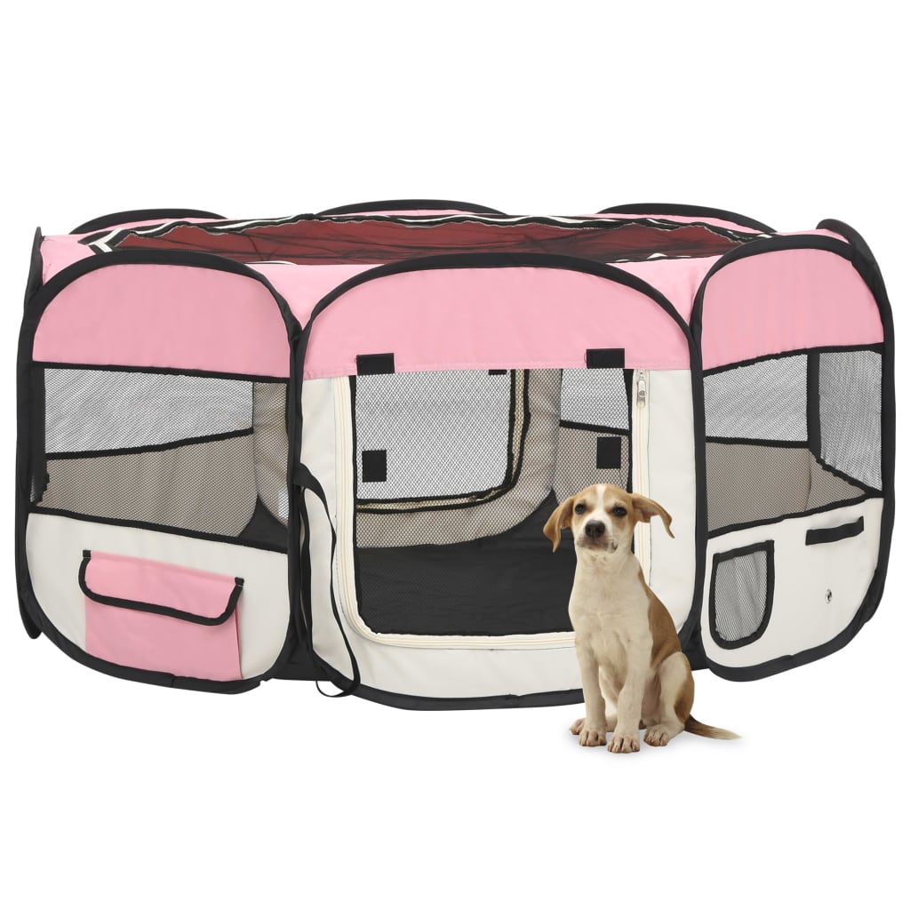 Hondenren inklapbaar met draagtas 145x145x61 cm roze is nu te koop bij PeponiXL, paradijselijk wonen!