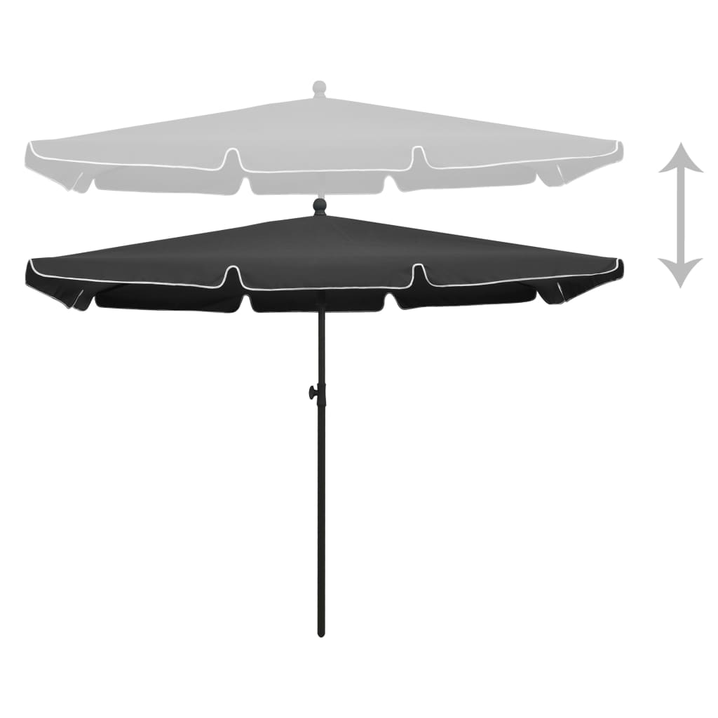Parasol met paal 210x140 cm antracietkleurig is nu te koop bij PeponiXL, paradijselijk wonen!