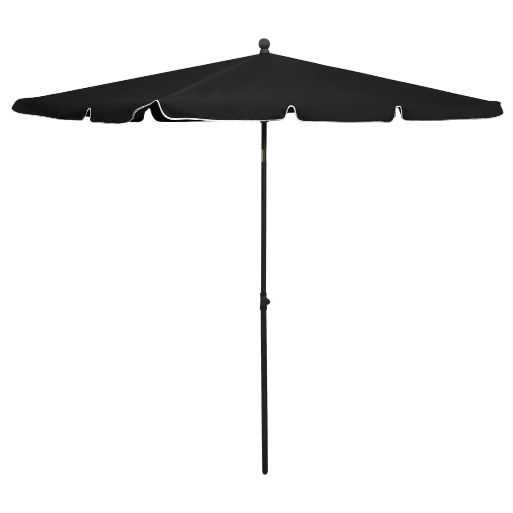 Parasol met paal 210x140 cm zwart is nu te koop bij PeponiXL, paradijselijk wonen!