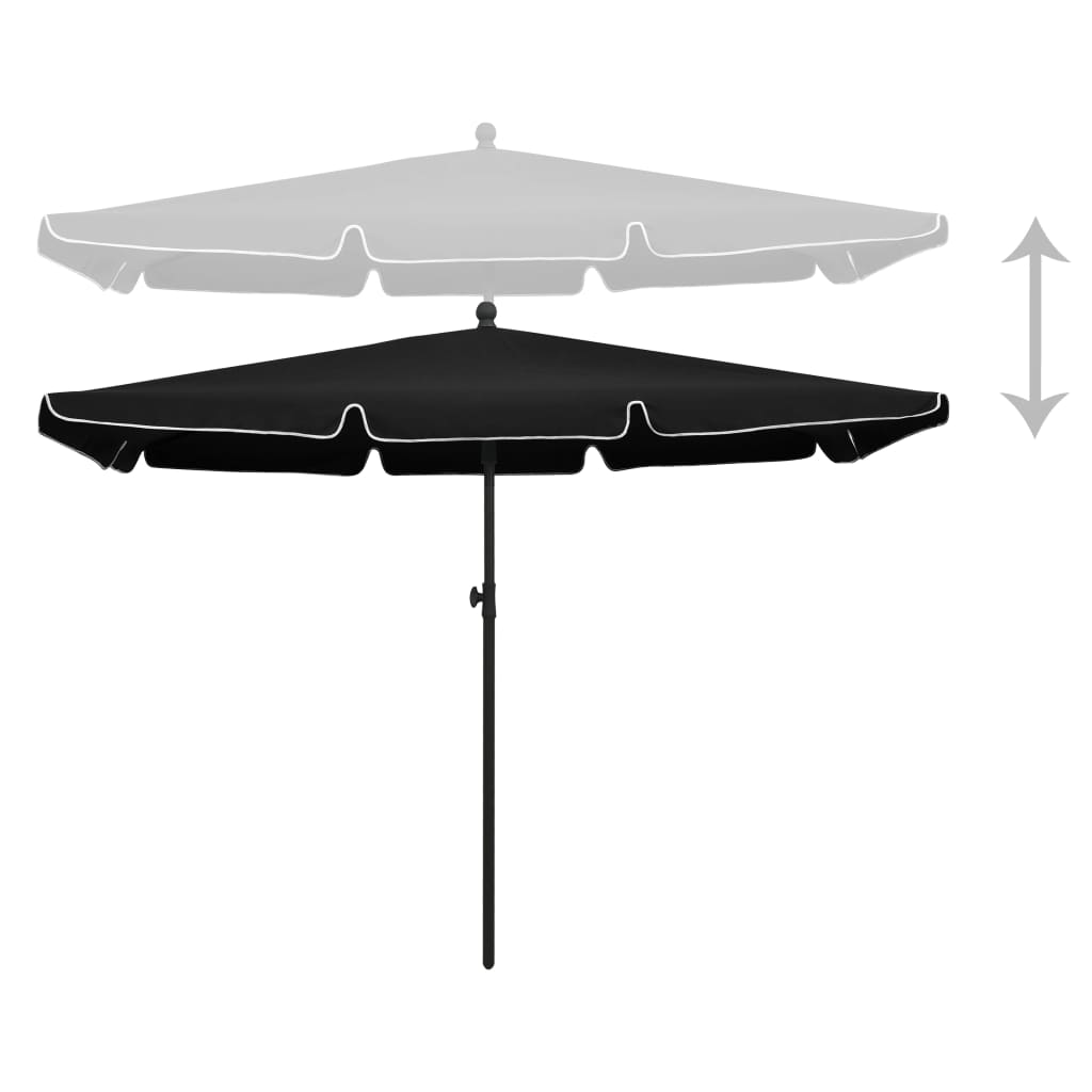 Parasol met paal 210x140 cm zwart is nu te koop bij PeponiXL, paradijselijk wonen!