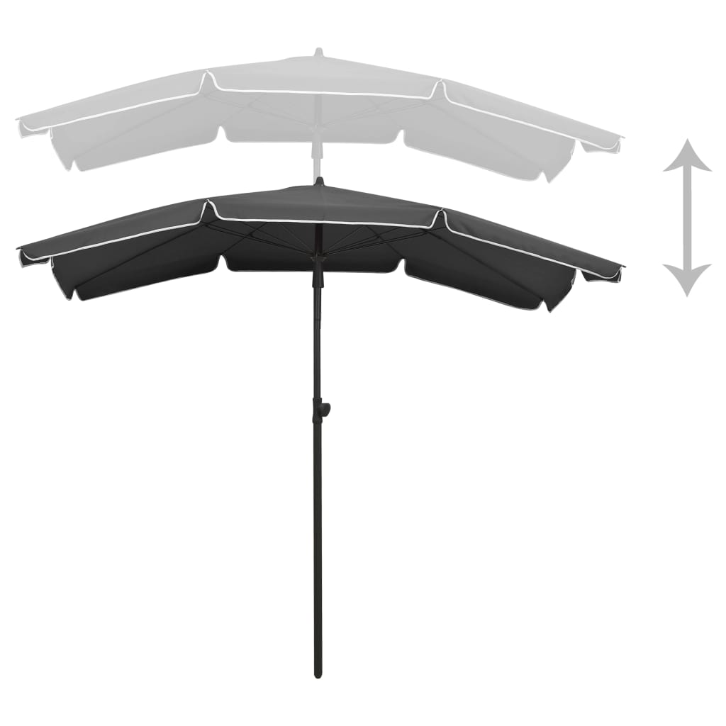 Parasol met paal 200x130 cm antracietkleurig is nu te koop bij PeponiXL, paradijselijk wonen!
