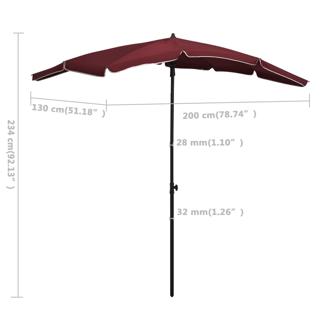 Parasol met paal 200x130 cm bordeauxrood is nu te koop bij PeponiXL, paradijselijk wonen!