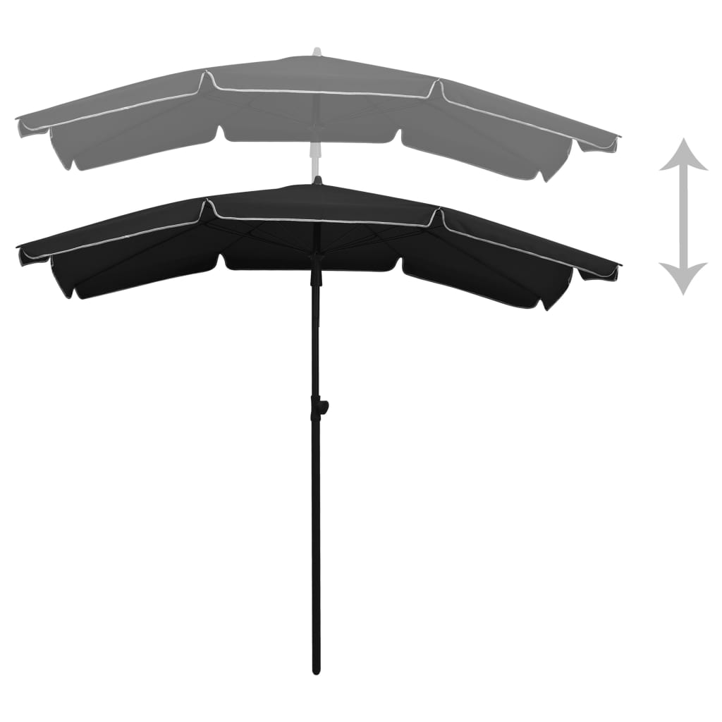 Parasol met paal 200x130 cm zwart is nu te koop bij PeponiXL, paradijselijk wonen!