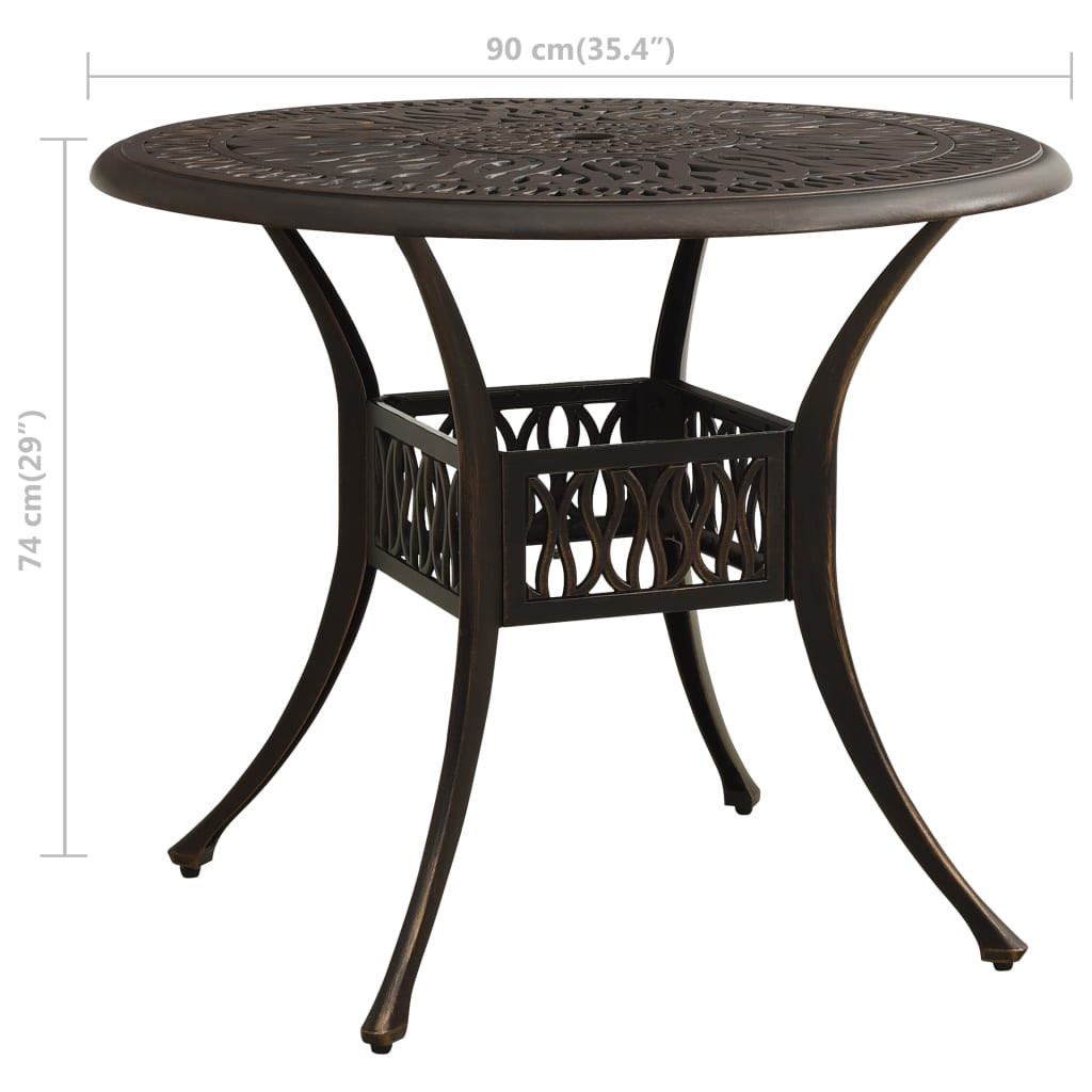 Tuintafel 90x90x74 cm gietaluminium bronskleurig is nu te koop bij PeponiXL, paradijselijk wonen!
