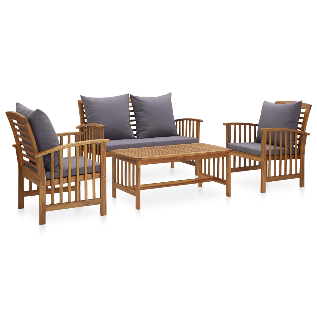 4-delige Loungeset met kussens massief acaciahout is nu te koop bij PeponiXL, paradijselijk wonen!