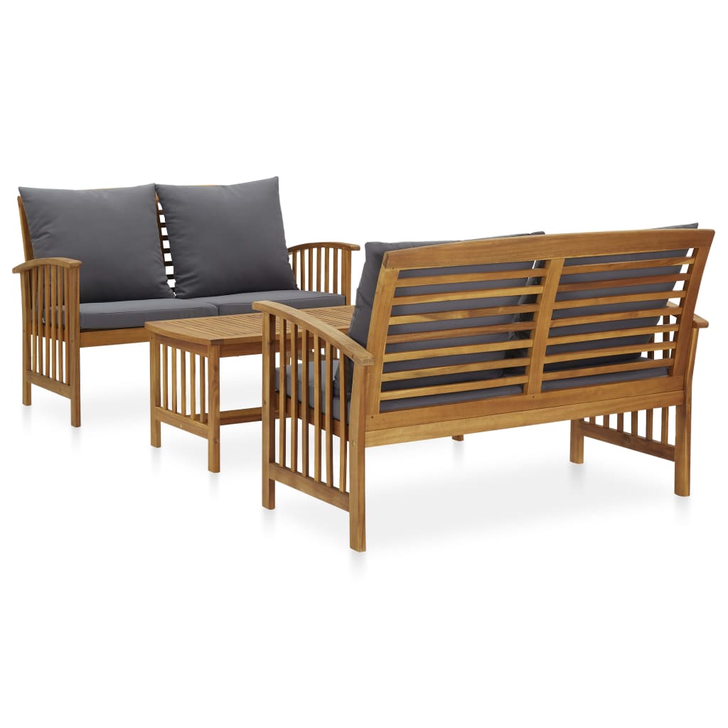 3-delige Loungeset met kussens massief acaciahout is nu te koop bij PeponiXL, paradijselijk wonen!