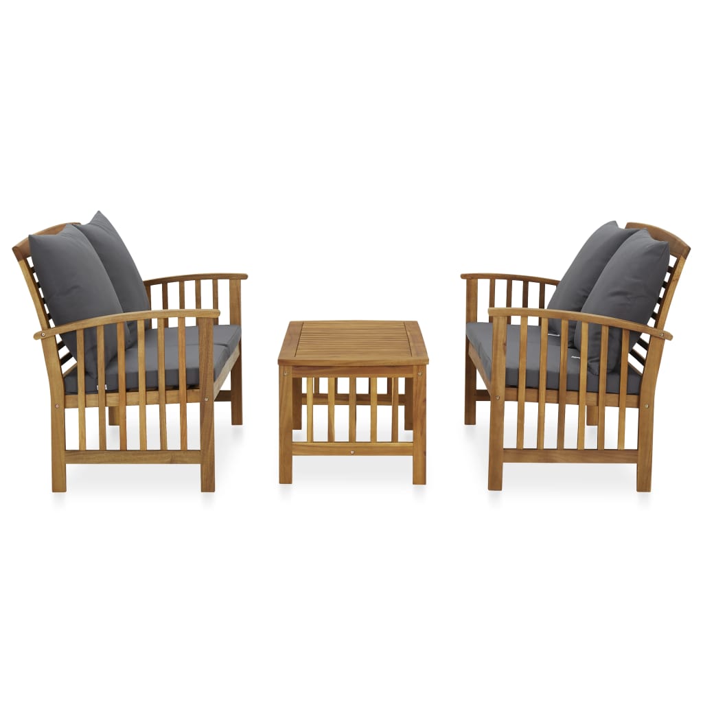 3-delige Loungeset met kussens massief acaciahout is nu te koop bij PeponiXL, paradijselijk wonen!